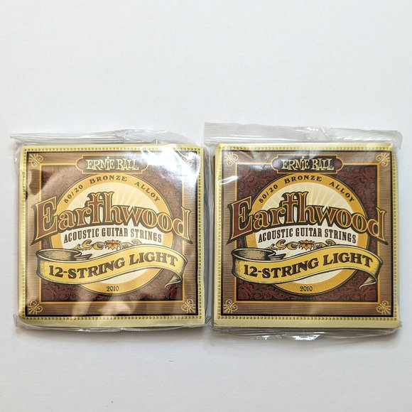 2-Pack Ernie Ball Earthwood 12-String Light 80/20 Bronze Acoustic Guitar Strings - Picture 1 of 3